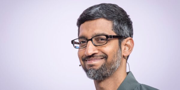 Sundar Pichai, chief executive officer of Alphabet Inc., during an interview on "The Circuit with Emily Chang" at Google's Bay View campus in Mountain View, California, US.