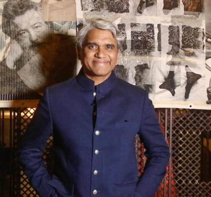 Rajesh Pratap Singh, acclaimed Indian fashion designer, known for his minimalist and innovative designs, featuring intricate fabric textures and sustainable fashion.