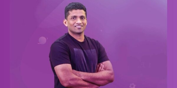 Byju Raveendran, Founder & CEO of BYJU’S, delivering a keynote speech on education innovation and technology at a global conference.