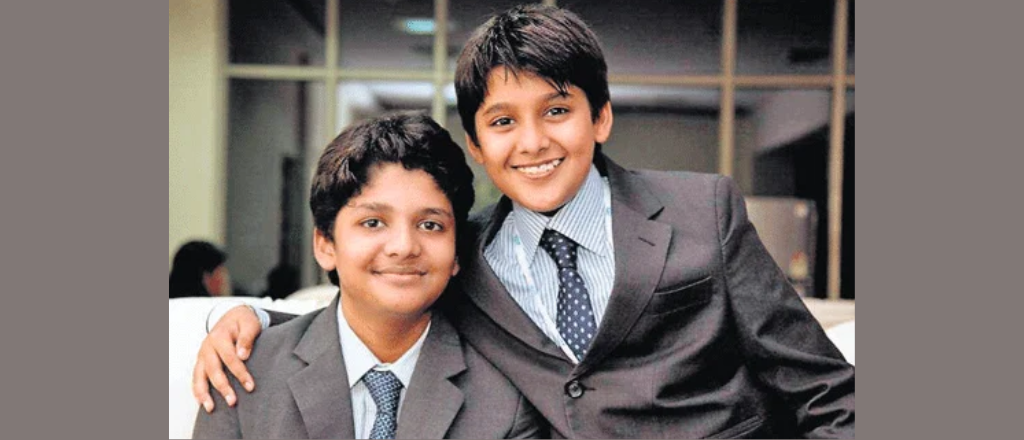Shravan and Sanjay Kumaran, India's youngest mobile app developers and co-founders of GoDimensions, showcasing their innovative spirit.