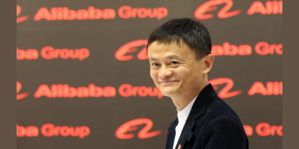 Jack Ma, founder of Alibaba Group, speaking at a technology conference, showcasing his leadership in the global e-commerce and digital innovation landscape.
