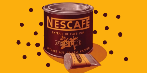 An iconic NESCAFÉ® moment: A vintage NESCAFÉ® advertisement showcasing its early branding and commitment to quality coffee, symbolizing its journey from inception to global prominence.
