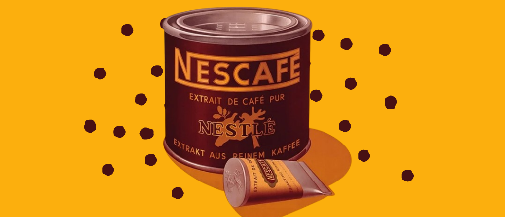 An iconic NESCAFÉ® moment: A vintage NESCAFÉ® advertisement showcasing its early branding and commitment to quality coffee, symbolizing its journey from inception to global prominence.