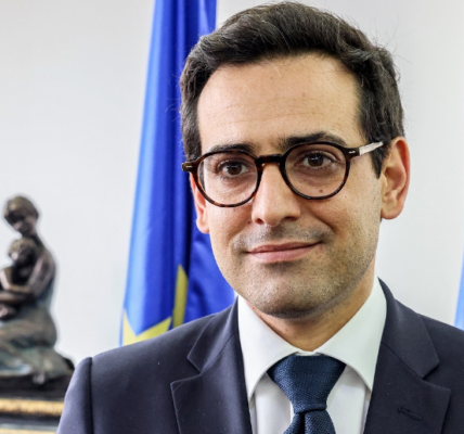 "Stéphane Séjourné, French politician and Minister for Europe, advocating for European unity and innovation."