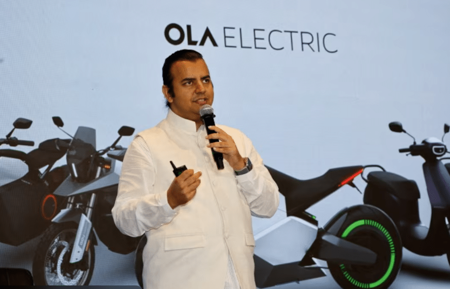 Ola founder Bhavish Aggarwal speaking at a technology event in India