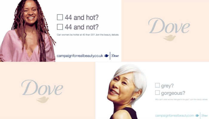 Women participating in the Dove Real Beauty campaign, promoting natural beauty and self-esteem