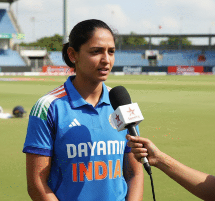 Harmanpreet Kaur, captain of the Indian women’s cricket team, celebrating India’s historic Women’s World Cup victory. Her leadership has redefined women’s cricket in India.