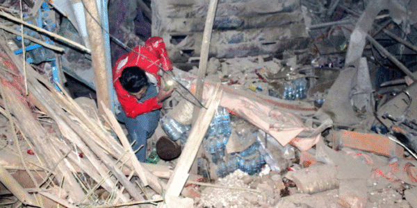 A rescuer searches for survivors after the earthquake in northern Afghanistan