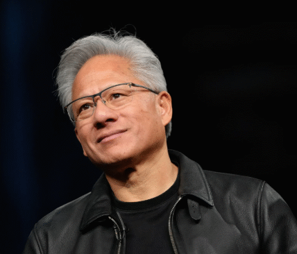 NVIDIA CEO Jensen Huang speaking at the company’s AI conference.