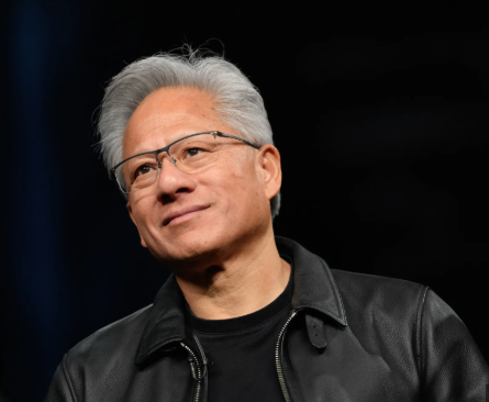 NVIDIA CEO Jensen Huang speaking at the company’s AI conference.