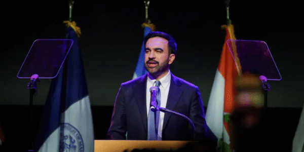 Zohran Mamdani celebrates victory after being elected New York City’s youngest and first Muslim mayor.