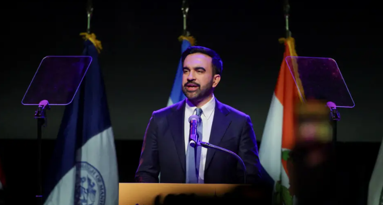 Zohran Mamdani celebrates victory after being elected New York City’s youngest and first Muslim mayor.