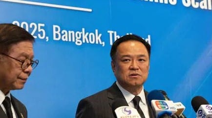 Thailand’s Foreign Minister Sihasak Phuangketkeow speaks during a news conference in Kuala Lumpur after ASEAN talks on the Thailand-Cambodia border conflict.