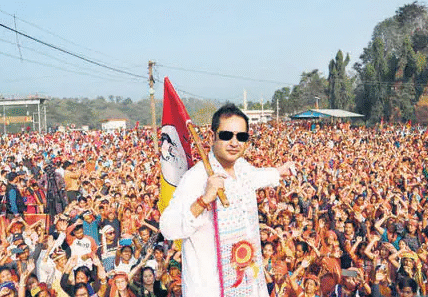 Pradyot Bikram Manikya Deb Barma, Member of the Tripura Tribal Areas Autonomous District Council, during a public interaction in Tripura.