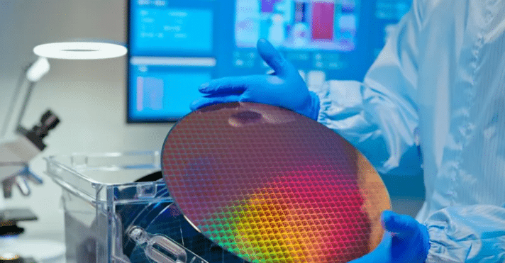Computer chips are created by etching intricate circuits onto silicon wafers.